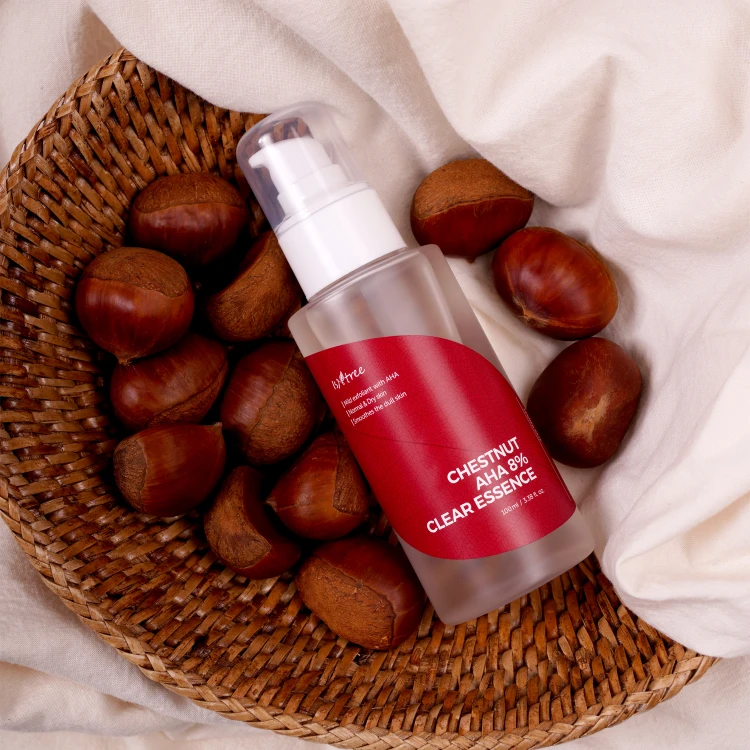 Isntree Chestnut AHA 8% Clear Essence - Esencja do Twarzy z Kwasem Mlekowym i Glikolowym, 100ml  1