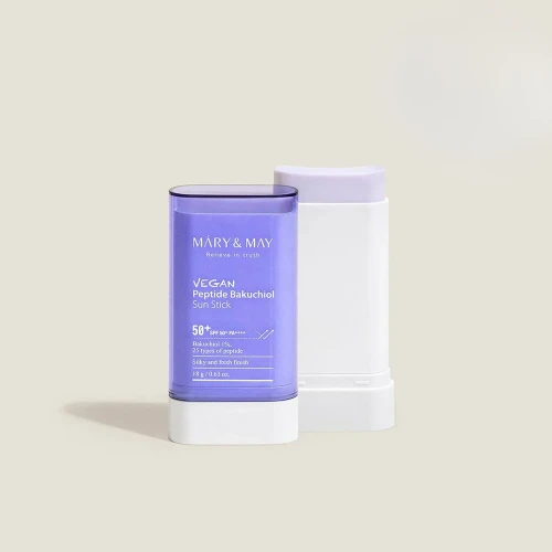 Mary &amp; May Vegan Peptide Bakuchiol Sun Stick SPF50+/PA++++ - Sztyft Przeciwsłoneczny z Peptydami, 18g 1
