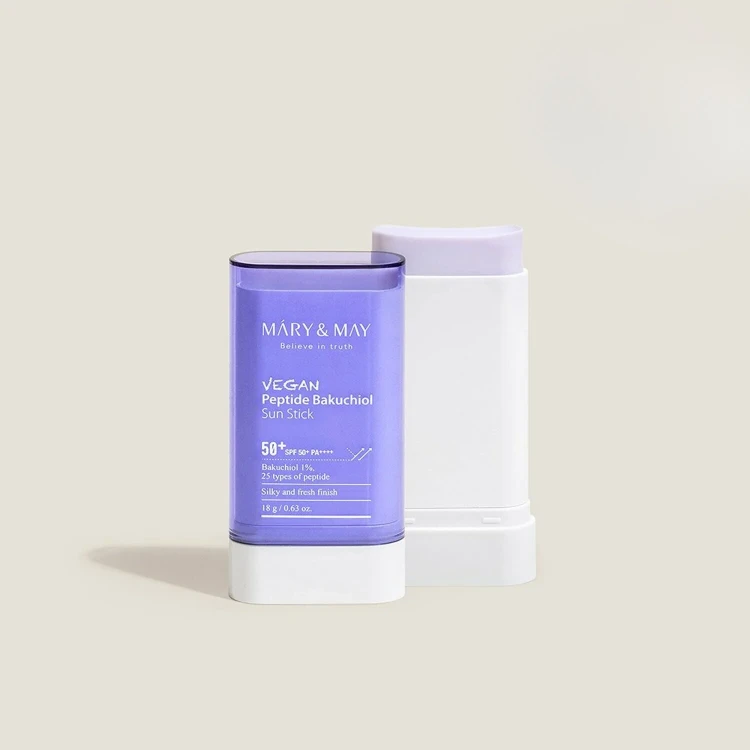 Mary &amp; May Vegan Peptide Bakuchiol Sun Stick SPF50+/PA++++ - Sztyft Przeciwsłoneczny z Peptydami, 18g 1