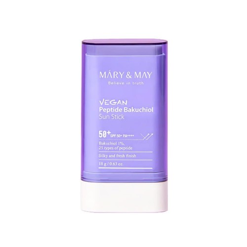 Mary &amp; May Vegan Peptide Bakuchiol Sun Stick SPF50+/PA++++ - Sztyft Przeciwsłoneczny z Peptydami, 18g