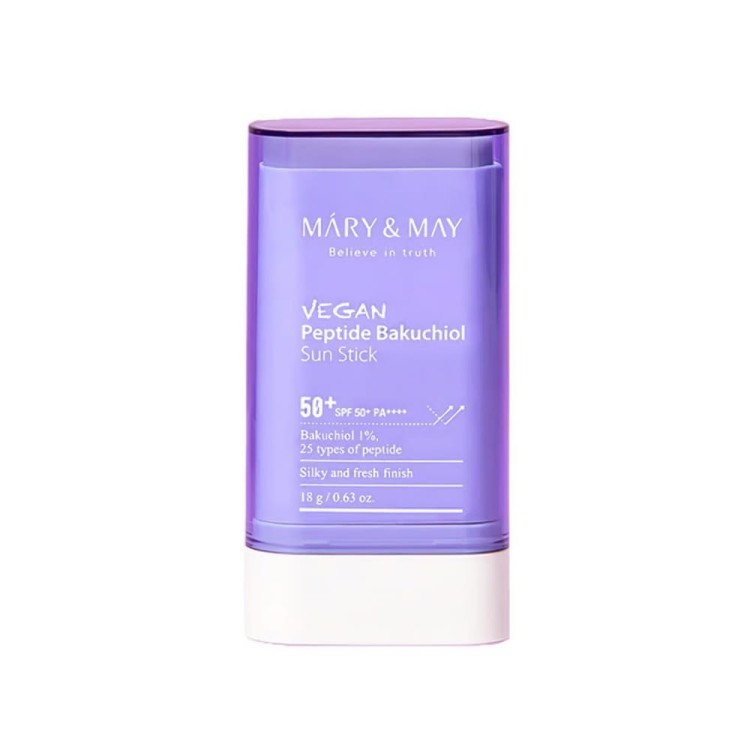 Mary &amp; May Vegan Peptide Bakuchiol Sun Stick SPF50+/PA++++ - Sztyft Przeciwsłoneczny z Peptydami, 18g