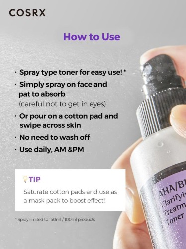COSRX AHA/BHA Clarifying Treatment Toner - Tonik do Twarzy z Kwasami AHA i BHA, 150ml 1